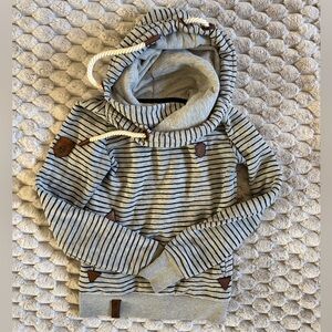 Naketano Dark Melange Gray and Black Striped Hoodie